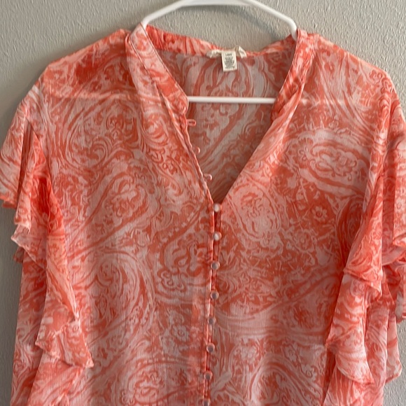 Cupio peach & white paisley print sleeveless top - Picture 1 of 2
